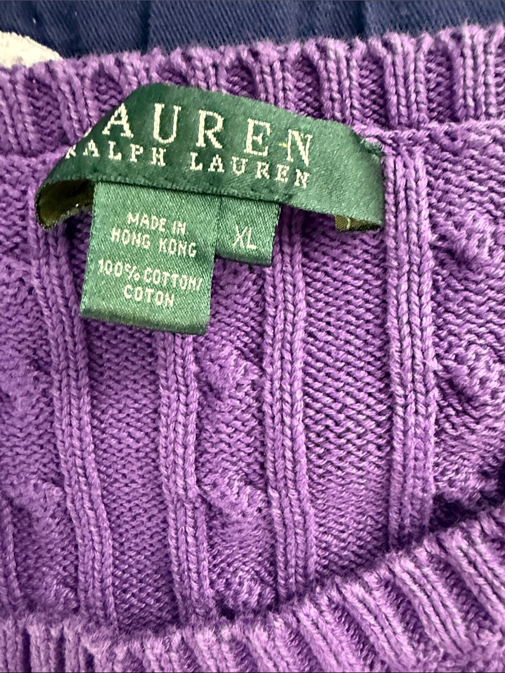 Ralph Lauren Purple Cable-Knit Crewneck Sweater - Picture 3 of 9